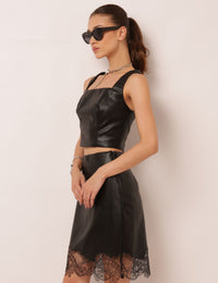 Conjunto Couro Ecológico Talita - Preto