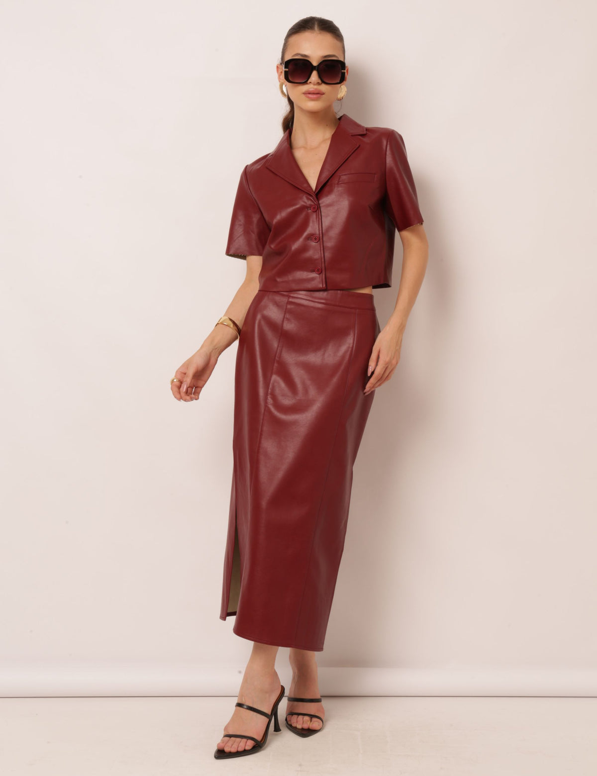 Conjunto Couro Ecológico Arienne - Marsala