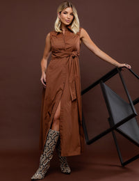 Vestido com Botões Laila - Marrom