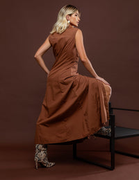 Vestido com Botões Laila - Marrom