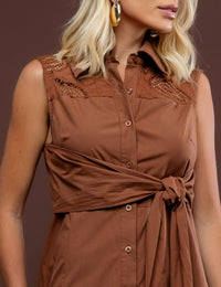 Vestido com Botões Laila - Marrom