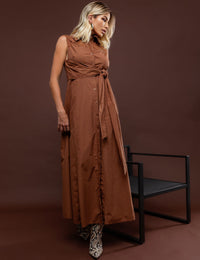 Vestido com Botões Laila - Marrom