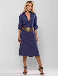 Vestido Midi Chemise Angelina - Azul Marinho