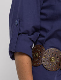 Vestido Midi Chemise Angelina - Azul Marinho