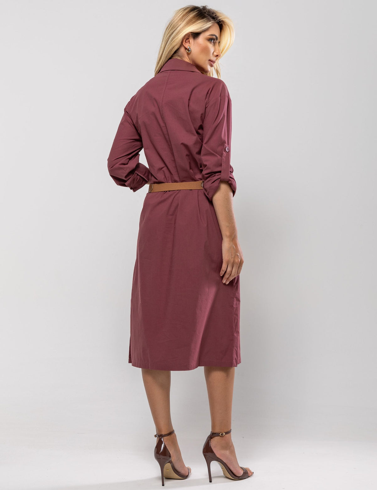 Vestido Midi Chemise Angelina - Marsala