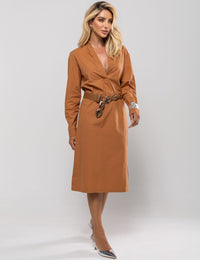 Vestido Midi Chemise Angelina - Marrom