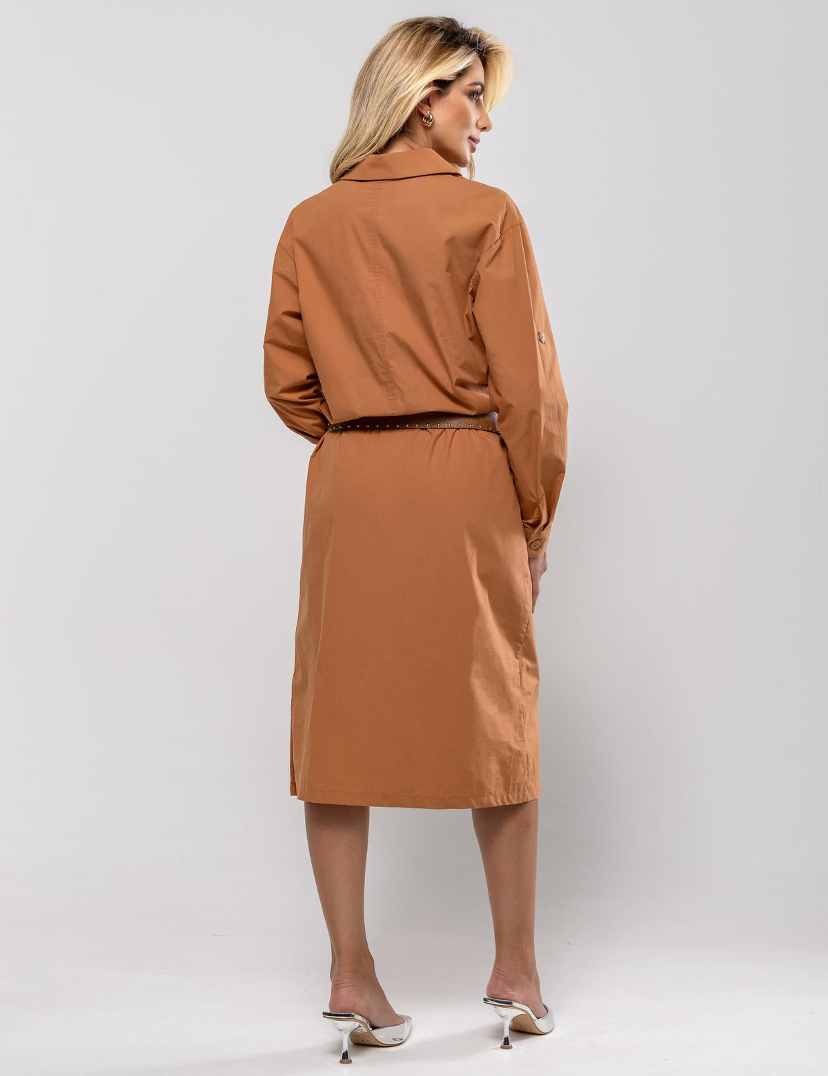 Vestido Midi Chemise Angelina - Marrom