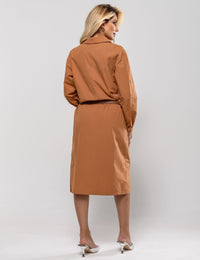 Vestido Midi Chemise Angelina - Marrom