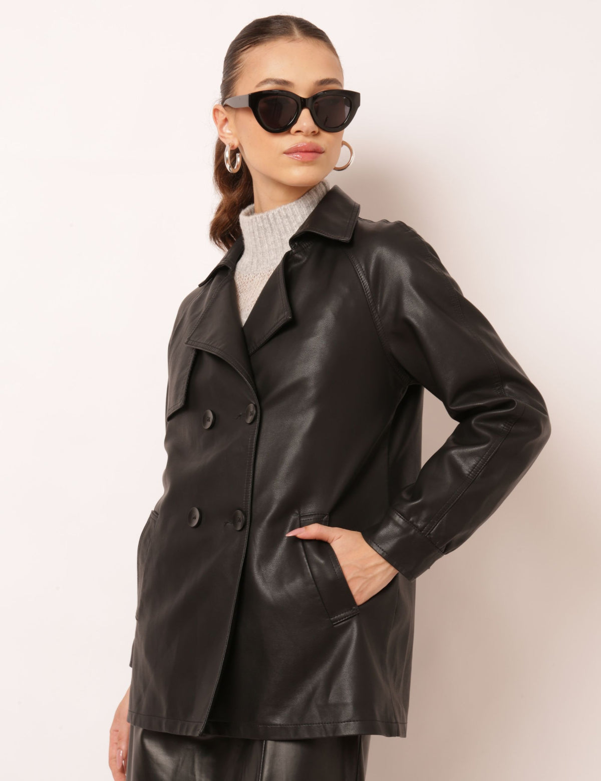 Casaco de Couro P.U. Paola - Preto