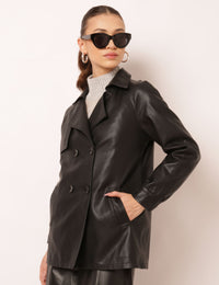 Casaco de Couro P.U. Paola - Preto