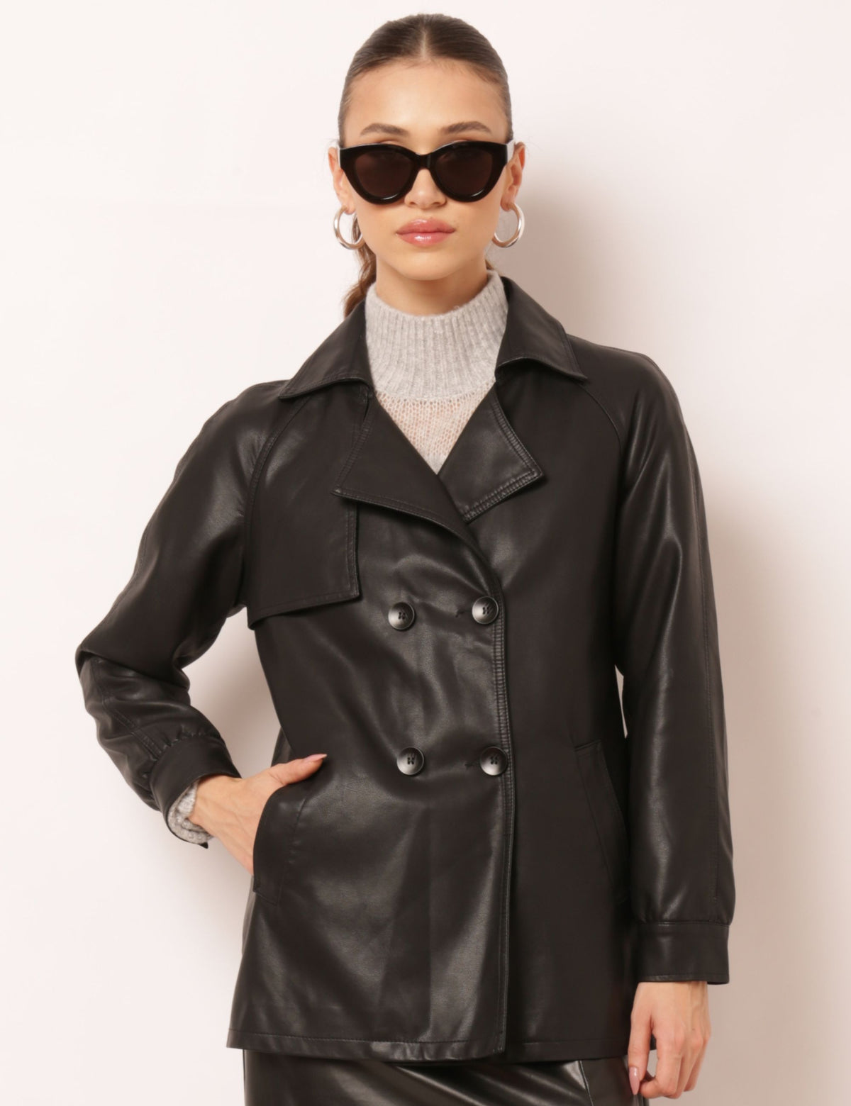Casaco de Couro P.U. Paola - Preto