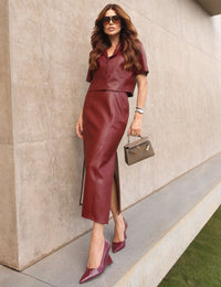 Conjunto Couro Ecológico Arienne - Marsala