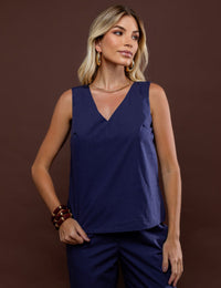 Conjunto de Algodão Aretha - Azul Marinho