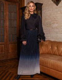 Saia Plissada Mayara - Azul Marinho