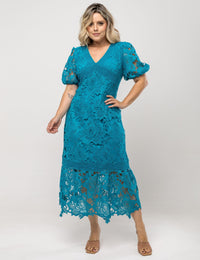 Vestido Midi Guipir Lorena - Verde