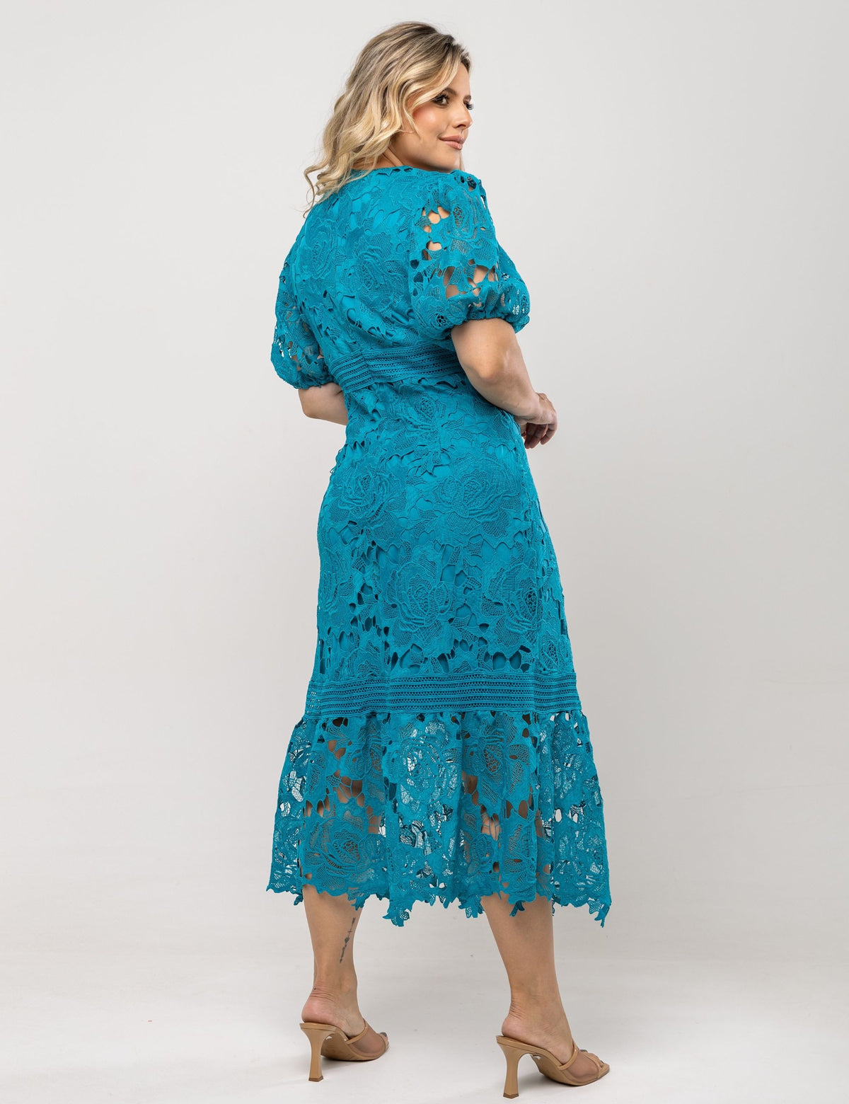 Vestido Midi Guipir Lorena - Verde