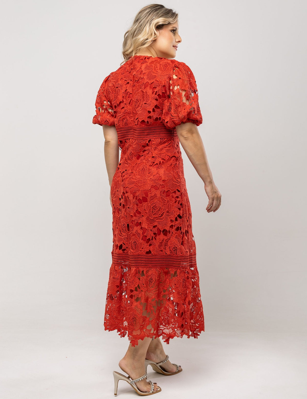 Vestido Midi Guipir Lorena Plus - Telha