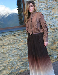 Saia Plissada Mayara - Marrom