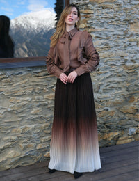 Saia Plissada Mayara - Marrom