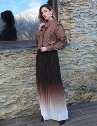 Saia Plissada Mayara - Marrom