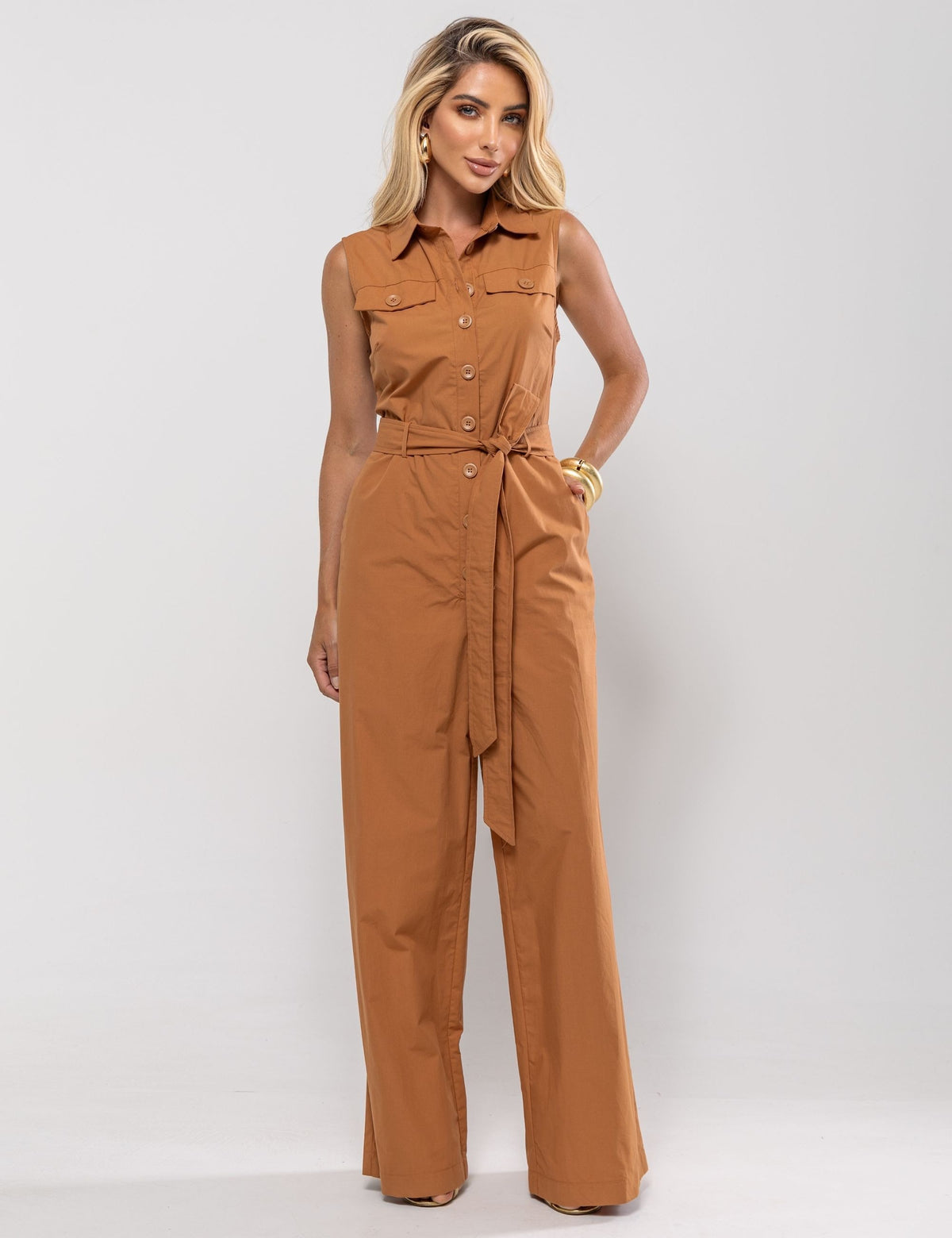 Macacão de Algodão Valentina - Caramelo