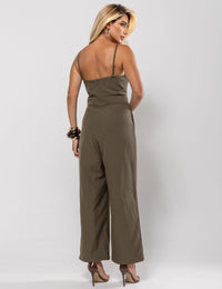 Macacão Acinturado com Cortes Isadora - Verde