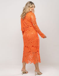 Conjunto Renda Floral Abigail Plus - Coral