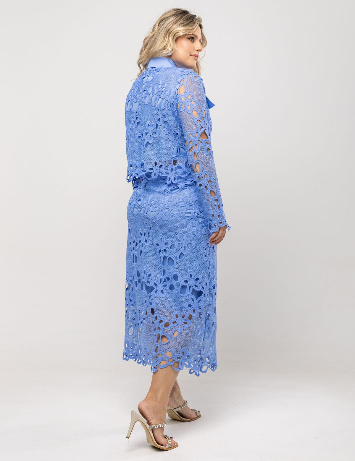 Conjunto Renda Floral Abigail Plus - Azul