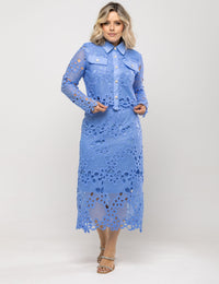 Conjunto Renda Floral Abigail Plus - Azul