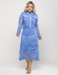 Conjunto Renda Floral Abigail Plus - Azul