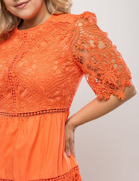 Vestido Longo Renda Noeli Plus - Laranja