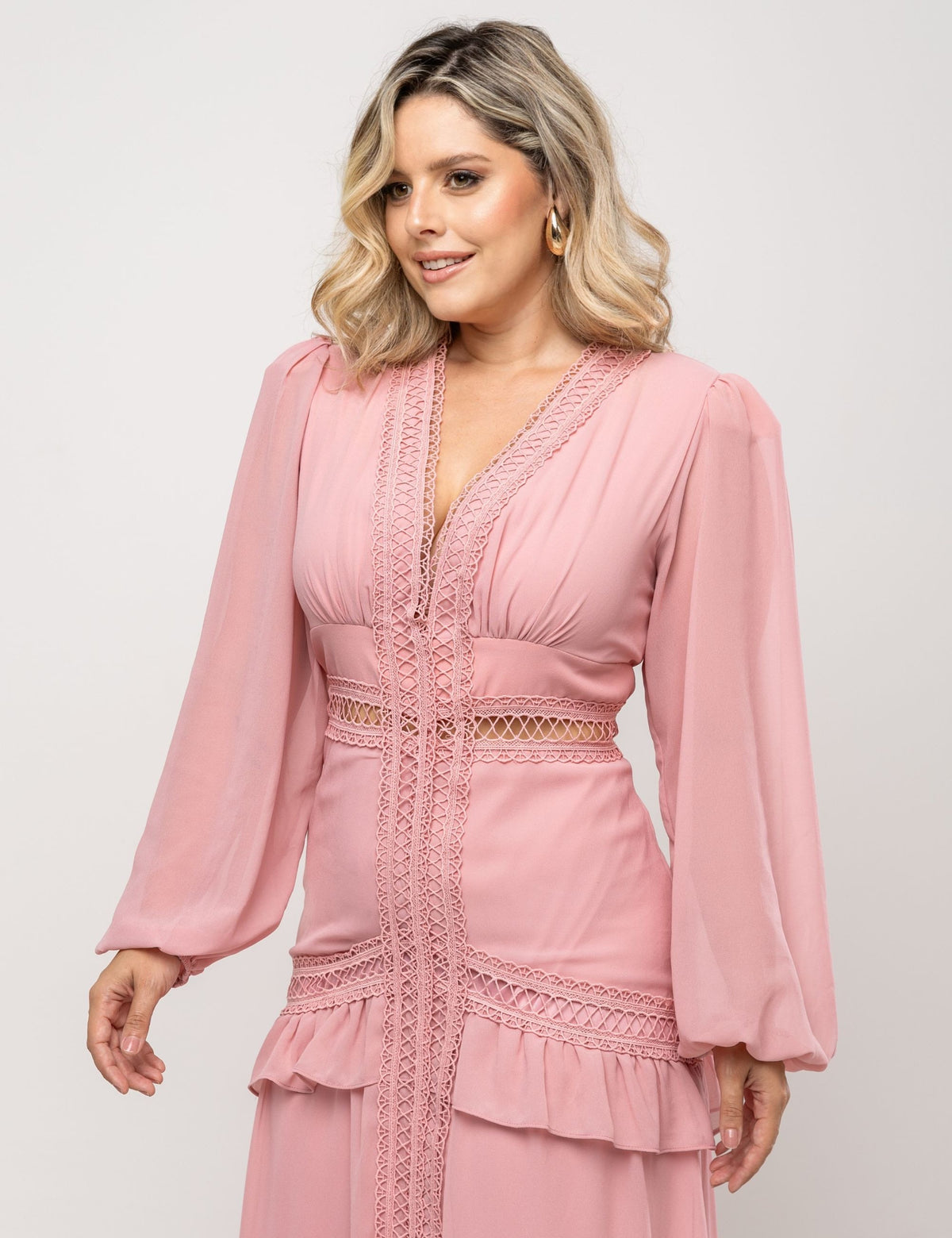 Vestido de Voil Noélia Plus - Rosa