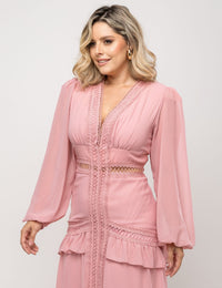 Vestido de Voil Noélia Plus - Rosa