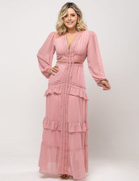 Vestido de Voil Noélia Plus - Rosa