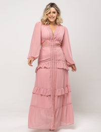 Vestido de Voil Noélia Plus - Rosa
