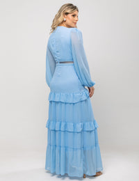 Vestido de Voil Noélia Plus - Azul
