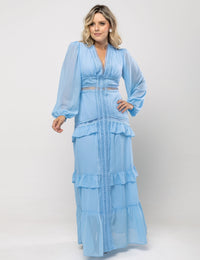 Vestido de Voil Noélia Plus - Azul