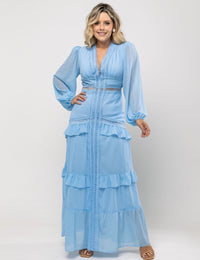 Vestido de Voil Noélia Plus - Azul