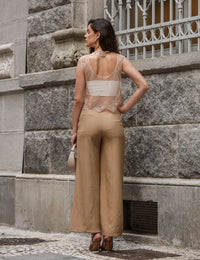 Calça Cintura Alta Maria Clara - Bege