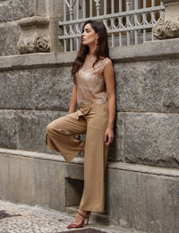 Calça Cintura Alta Maria Clara - Bege