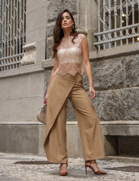 Calça Cintura Alta Maria Clara - Bege