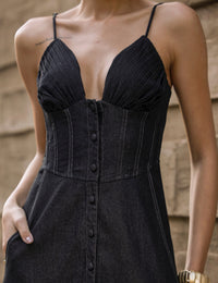 Vestido Jeans Larissa - Preto