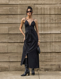 Vestido Jeans Larissa - Preto