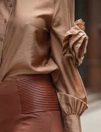 Camisa de Viscose Tamires - Caqui