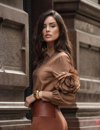 Camisa de Viscose Tamires - Caqui