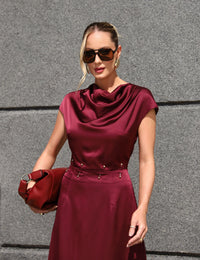 Vestido de Cetim Andrezza - Marsala