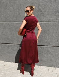 Vestido de Cetim Andrezza - Marsala