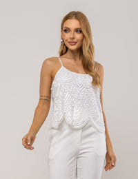 Blusa Paetê Stela - Off White