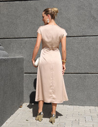 Vestido de Cetim Andrezza - Bege