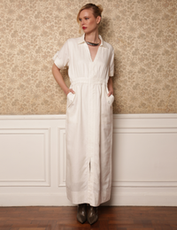 Vestido em Linho Manga Curta Marília - Off White